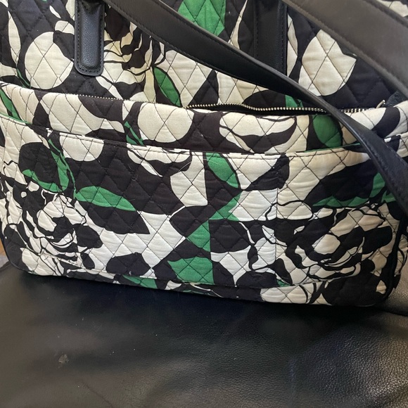 Vera Bradley Imperial Rose Commuter Tote Bag  Faux Leather Trim  + make up bag - Picture 3 of 14